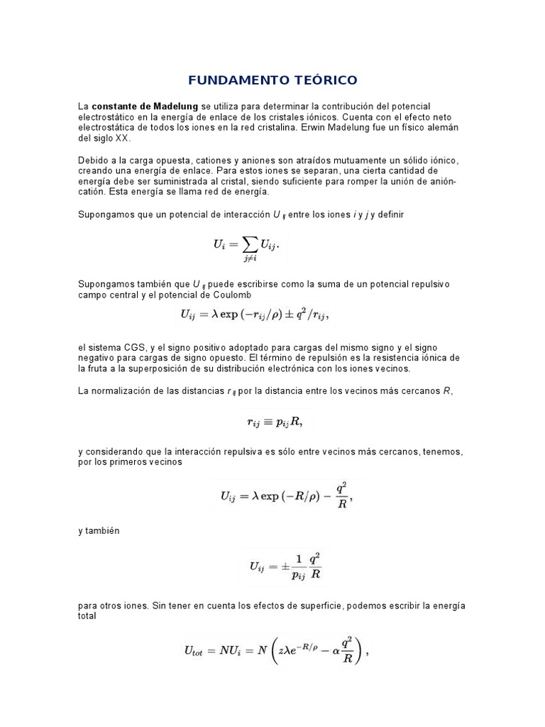 Constante de Madelung PDF Ion Cristal