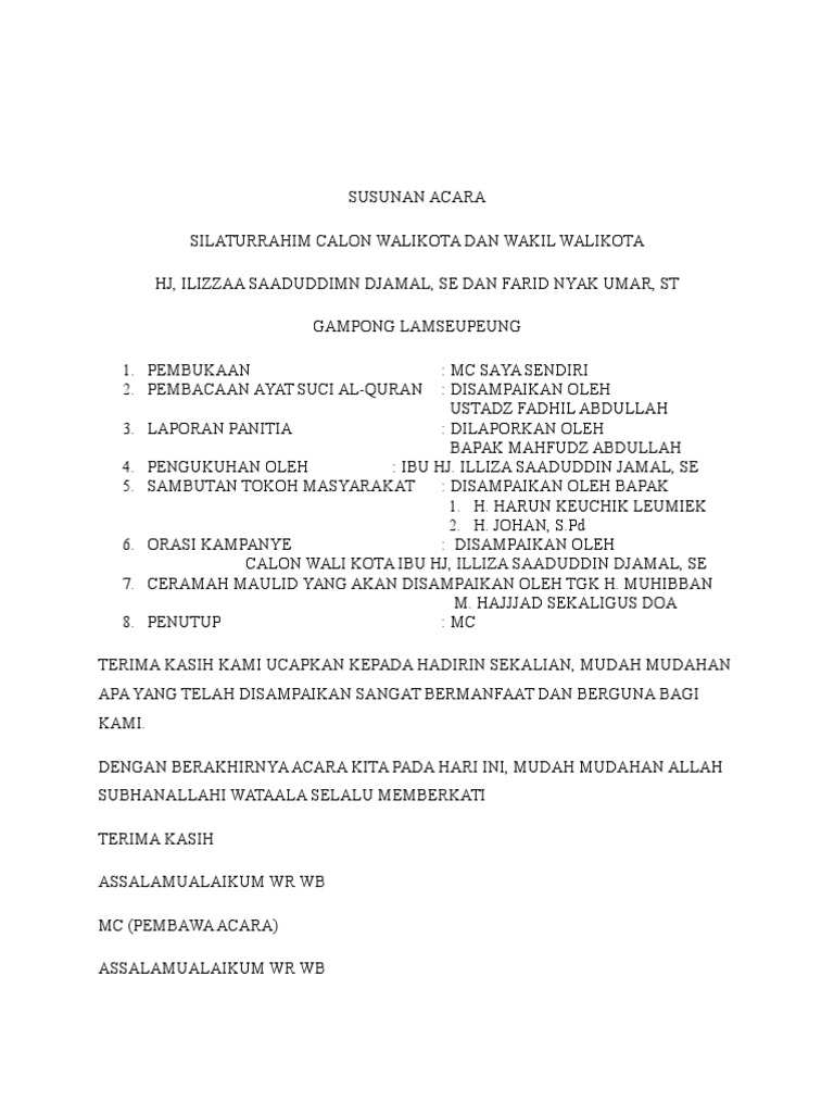 Susunan Acara Pilkada 2017 | PDF