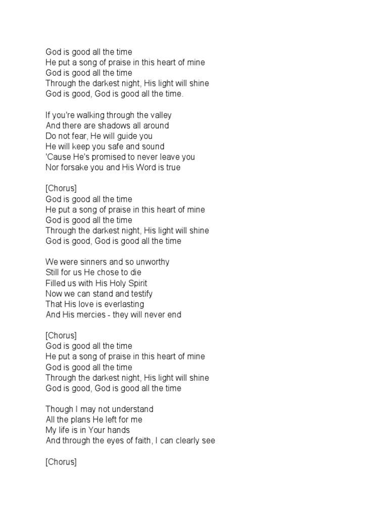 God Is Good All The Time | PDF | God | Religious Belief And Doctrine