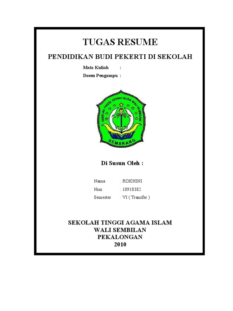 Pendidikan Budi Pekerti Di Sekolah Pdf