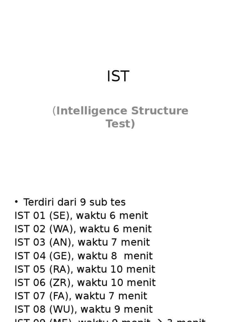 Penjelasan Tentang Ist Dan Durasi Di Tiap Tes | PDF