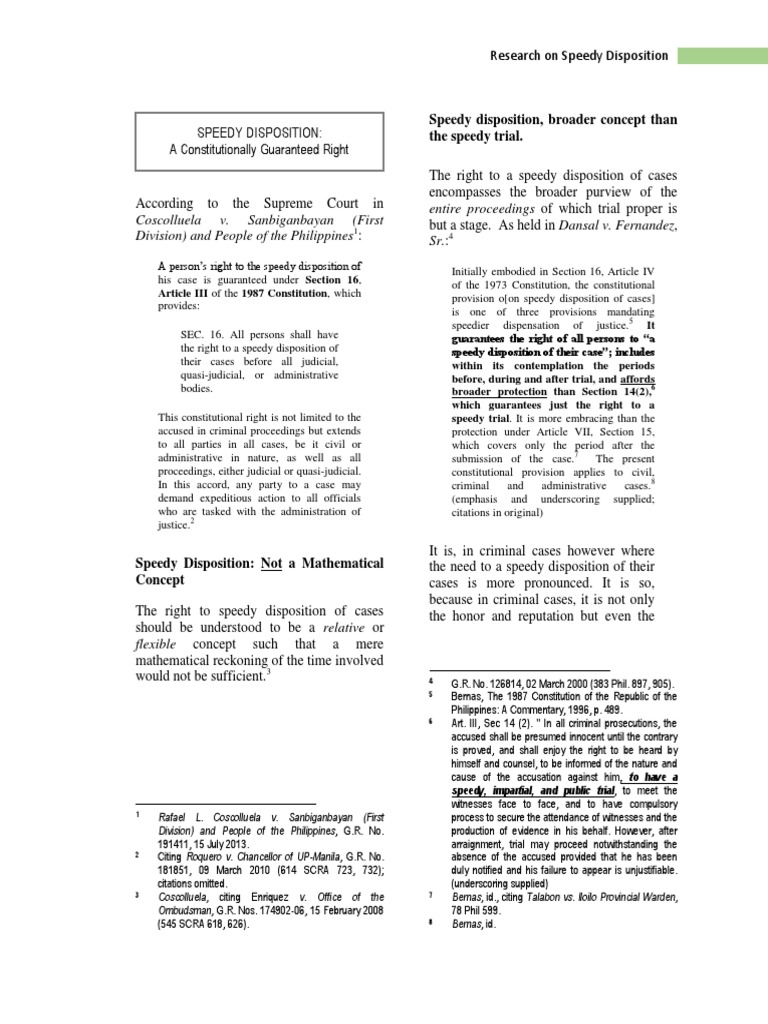 Right To Speedy Disposition of Cases PDF Prosecutor Burden Of