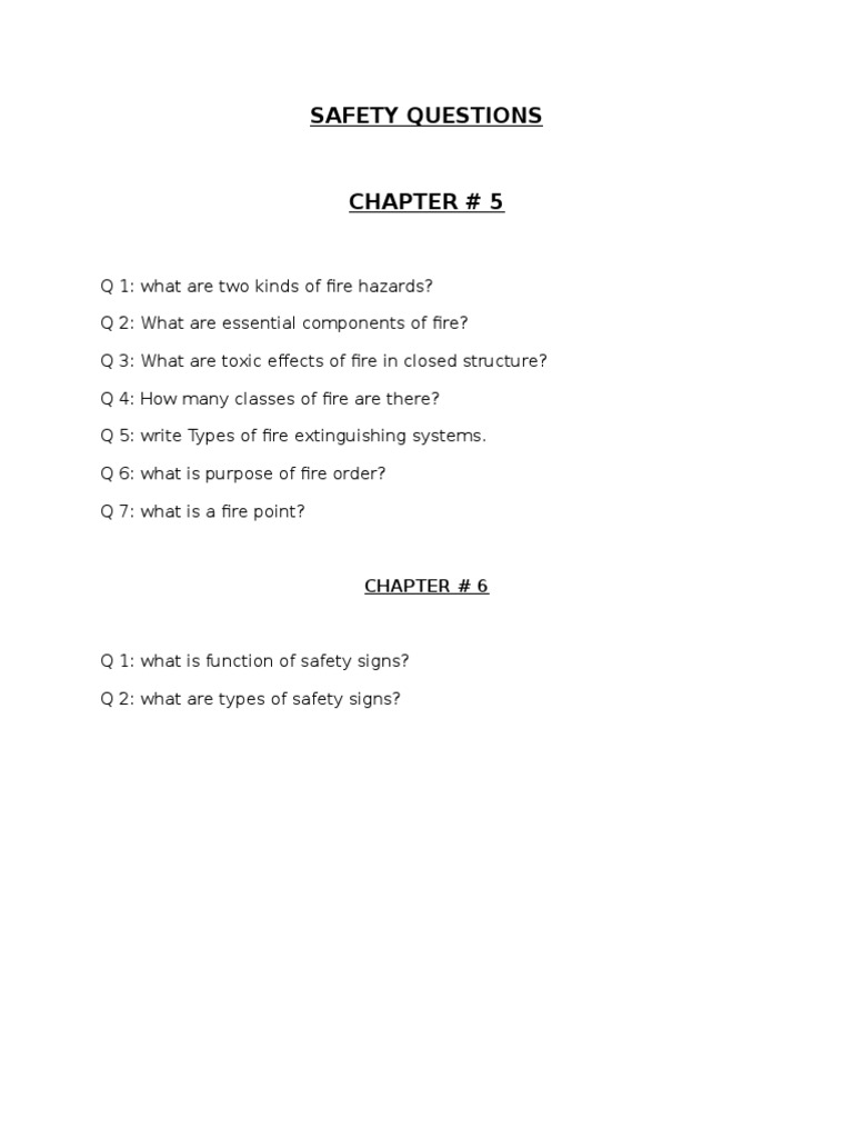 Safety Questions Chapter 6 PDF