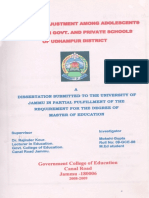 A Study of adjustment among adolescents studying in Govt. and Private schools of Udhampur District By:- Mokshi Gupta