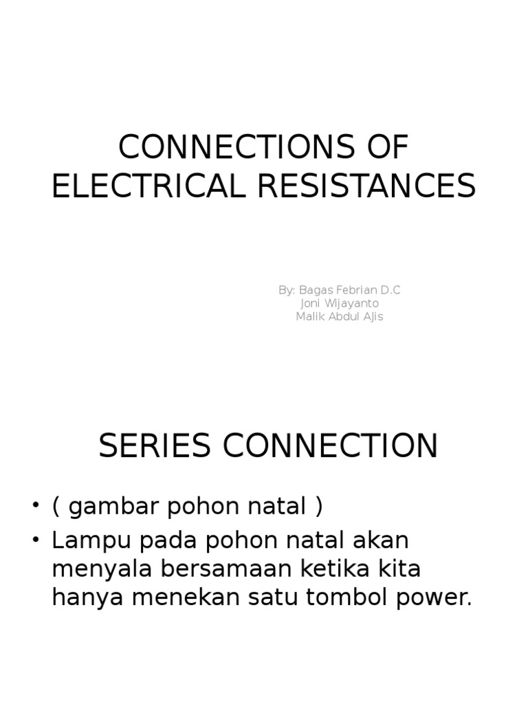 Connections of Electrical Resistances | PDF