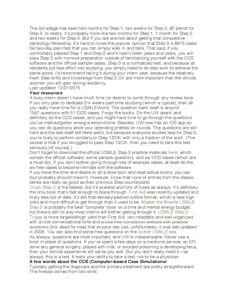 Tips USMLE Step 3 PDF Medical Diagnosis Test (Assessment)