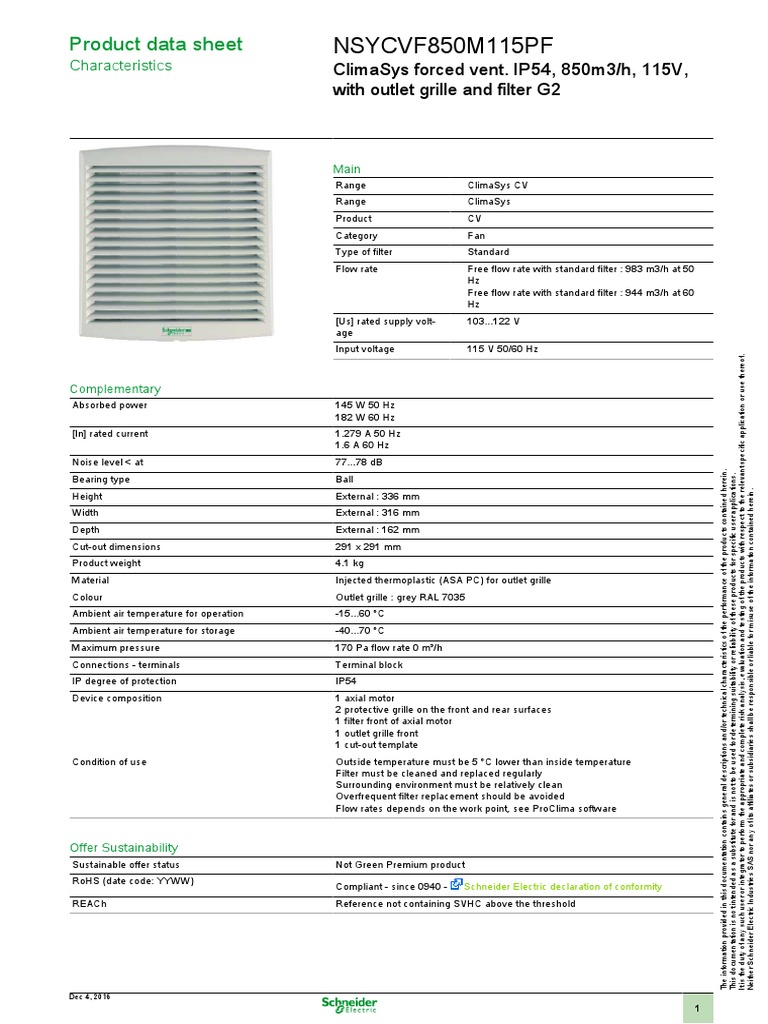 ClimaSys CV NSYCVF850M115PF PDF | PDF