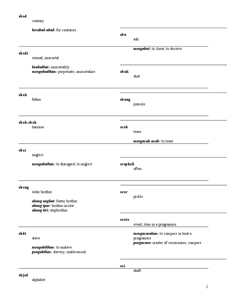 7752260 Malay To English Dictionary Doc Nature
