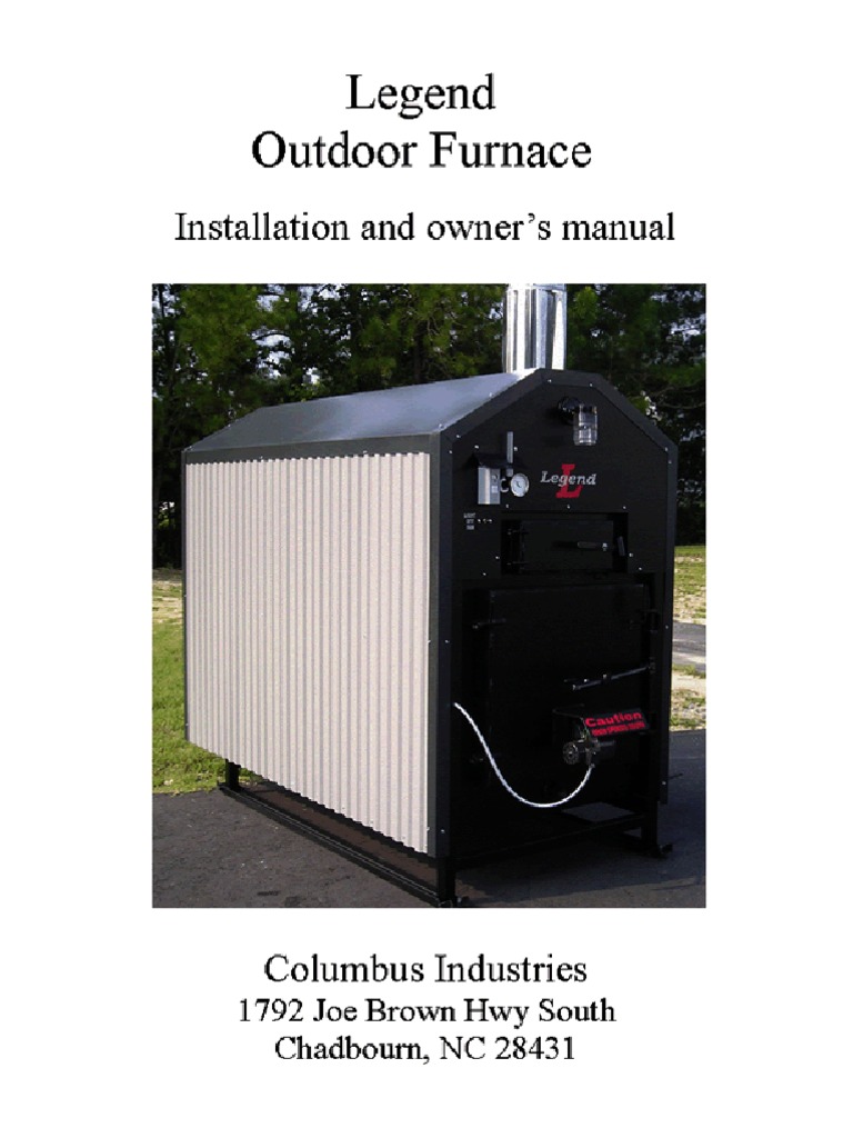 Legend Outdoor Wood Furnace | PDF | Water Heating | Duct (Flow)