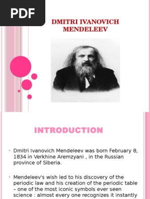 Dmitri Ivanovich Mendeleev Periodic Table Chemistry