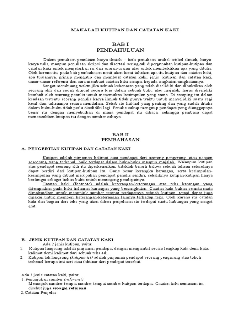 Makalah Kutipan Dan Catatan Kaki