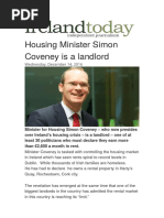 DONT TRUST THIS FG MINISTER, TRAITOR of The Housing Minister Simon Coveney Is A Landlord and He Is A Liar, Devious and Evil and Commodity Landlord Who Would Sell His Own Moother Out