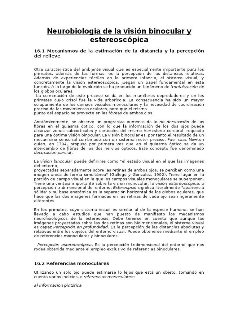 Neurobiología de La Visión Binocular y Estereoscópica PDF