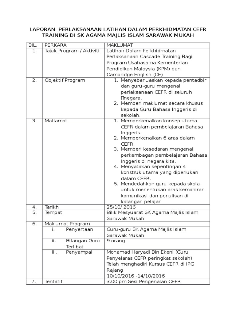 Laporan CEFR | PDF
