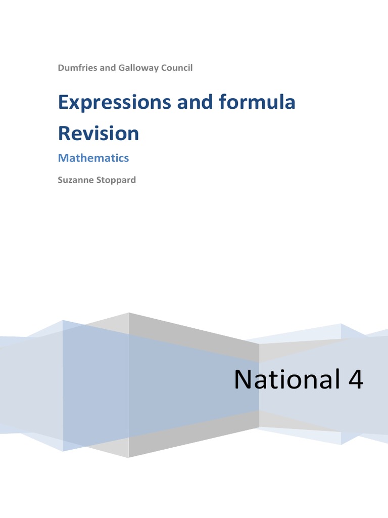 National 4 Expressions Revision Guide | PDF | Formula | Statistics