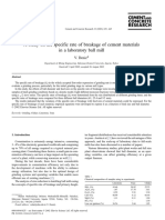 A Study on the Specific Rate of Breakage of Cement Materials