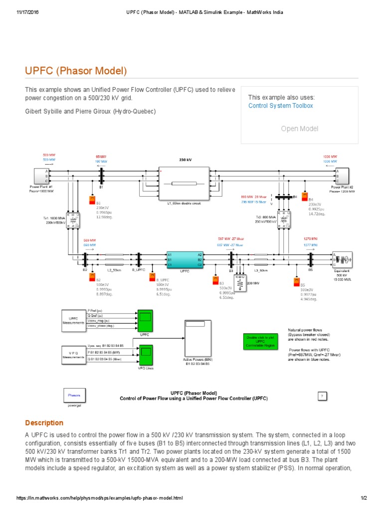 UPFC Power Flow Control in MATLAB | PDF | Transformer | Ac Power
