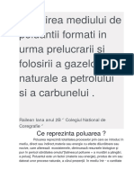 Ocrotirea Mediului de Poluantii Formati in Urma Prelucrarii Si Folosirii A Gazelor Naturale A Petrolului Si A Carbunelui