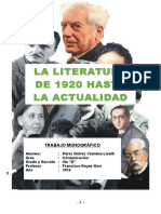 Monografia - La Literatura Desde 1920 Hasta La Actualidad
