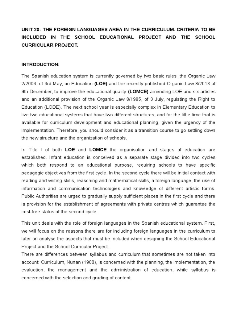 Unit 20 | PDF | Curriculum | Foreign Language