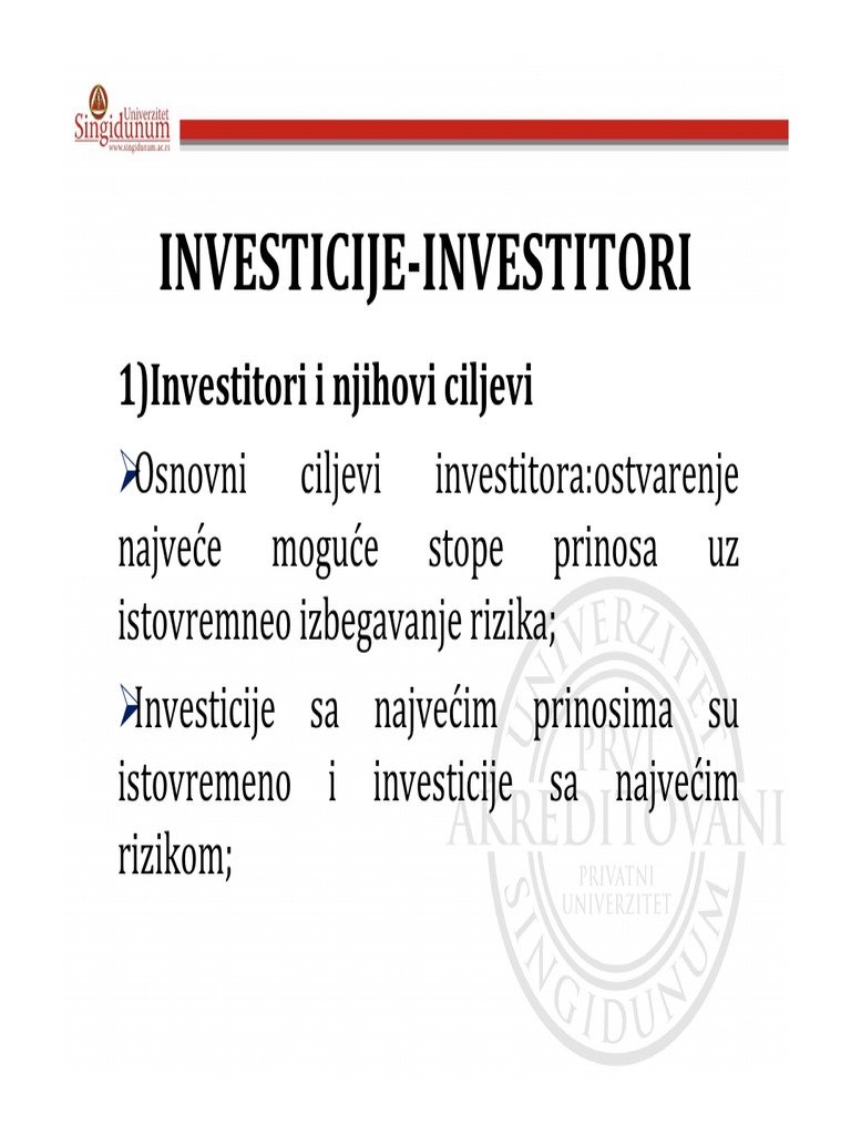 Investicije Investitori PDF | PDF