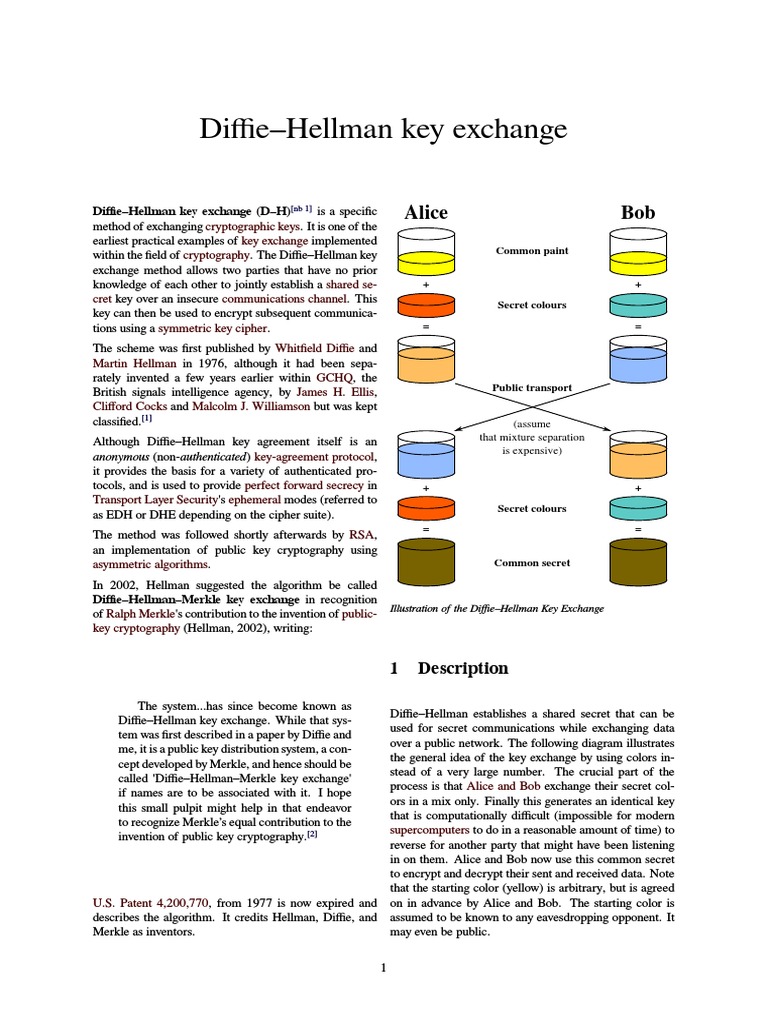 Diffie–Hellman key exchange - Wikipedia