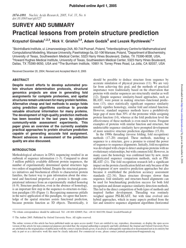 Protein Structure Prediction Insights | PDF | Sequence Alignment | Blast