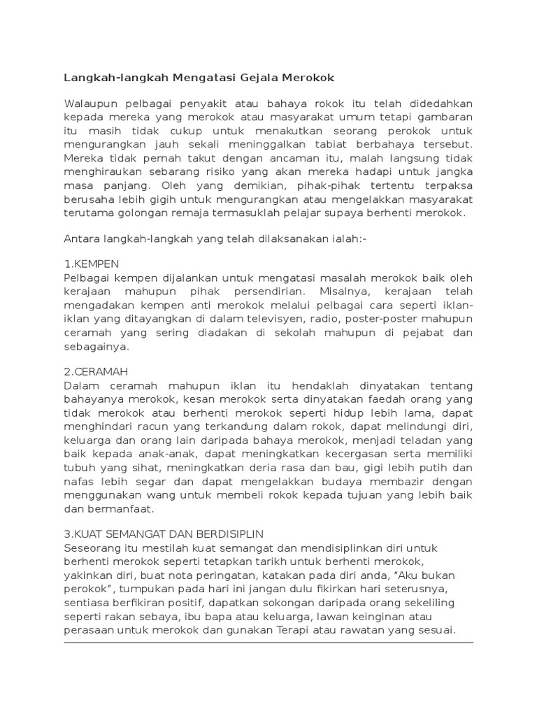 Langkah Mengatasi Gejala Merokok Pdf