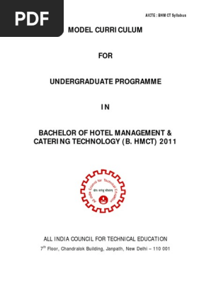 Aicte Model Syllabus Hotel Management 4 Year Operating System Computer Network