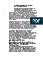 Las 18 Secretarías Del Estado Mexicano