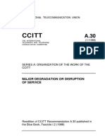 Ccitt: Major Degradation or Disruption of Service