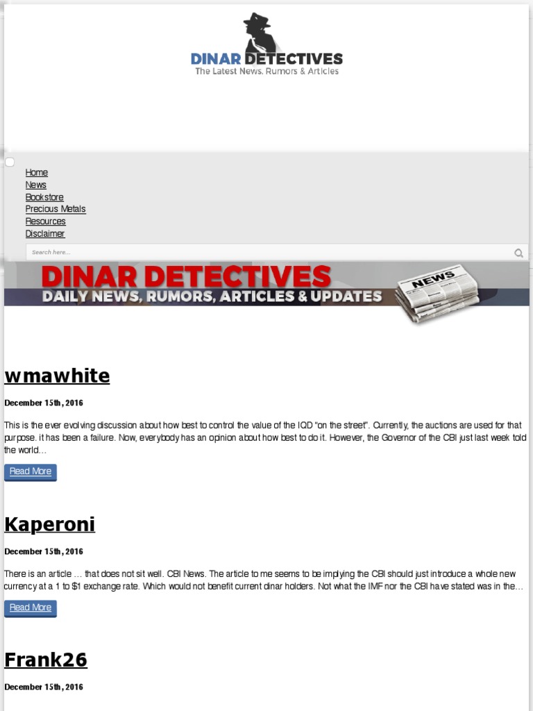 Dinar Detectives Dinar Recaps, Dinar Guru, Iraqi Dinar Updates and