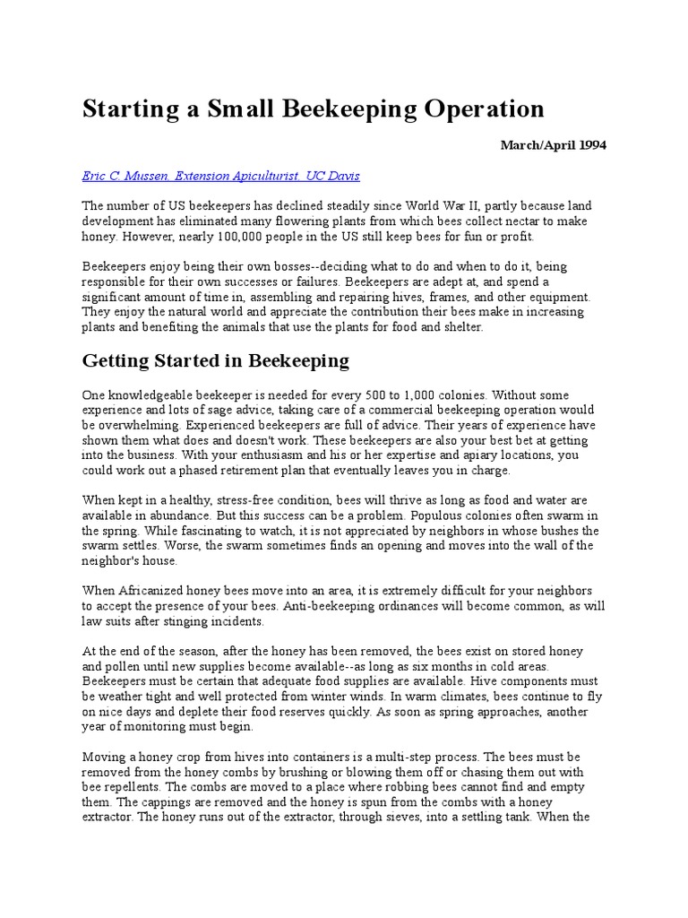 Beekeeping Plan Business PDF Beekeeping Beehive