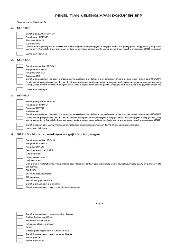 Kelengkapan Dokumen SPP dan Persyaratannya | PDF