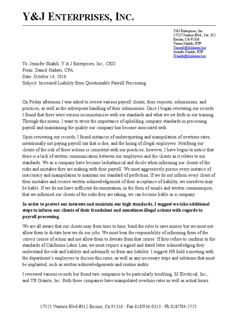 Rules for writing a memo image