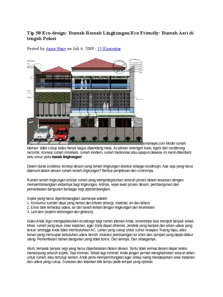 Tip 58 Eco Design Rumah Ramah Lingkungan Eco Friendly Rumah