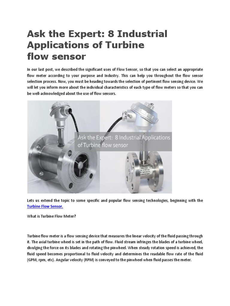 8 Industrial Uses of Turbine Flow Sensors | PDF | Flow Measurement ...