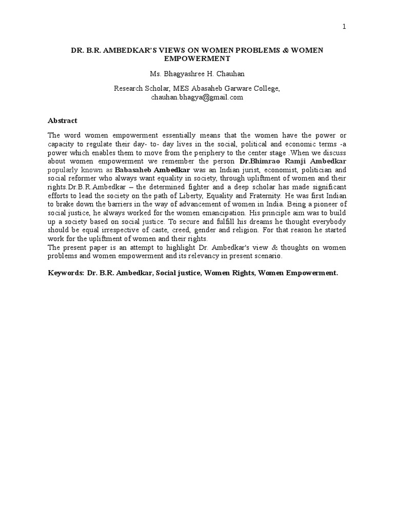 Dr. B.R. Ambedkar's Views On Women Problems & Women Empowerment | PDF ...