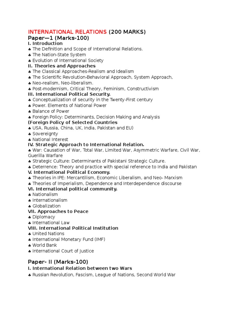 INTERNATIONAL RELATIONS SYLLABUS PDF intelligence overview