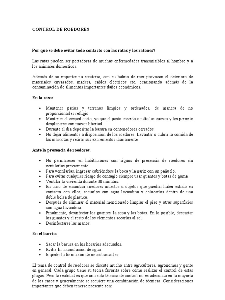 Control de Roedores y Métodos Efectivos | PDF | Roedor | Plaga (organismo)