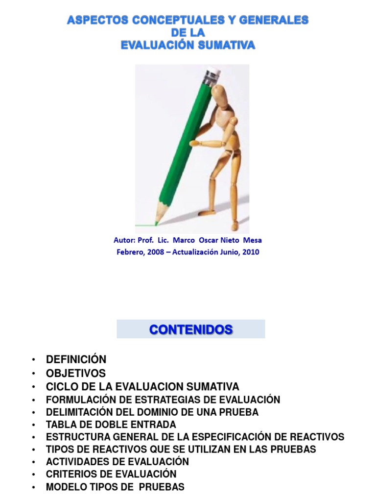 ASPECTOS CONCEPTUALES Y GENERALES DE LA EVALUACIÓN