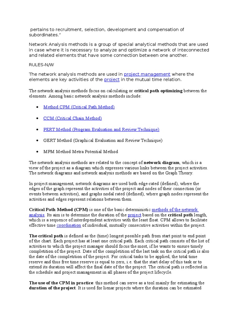 An Analysis of Network Analysis Methods and Their Applications in Project Management PDF