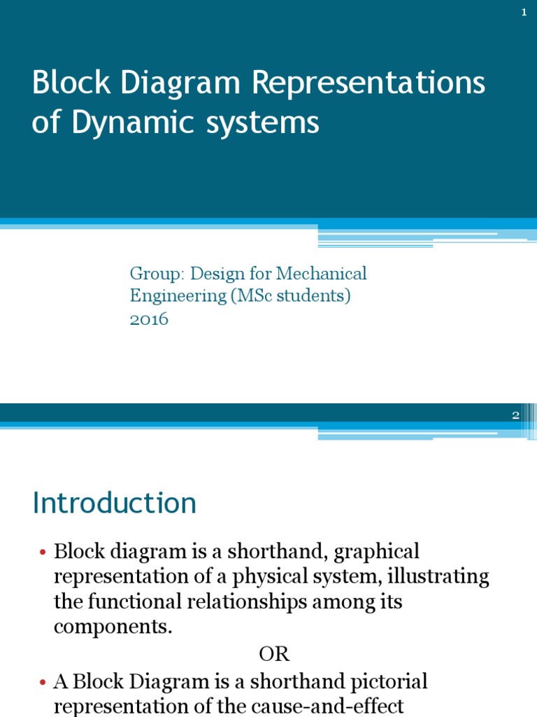 Block Diagram Representations of Dynamic Systems (MSc | PDF | Control ...