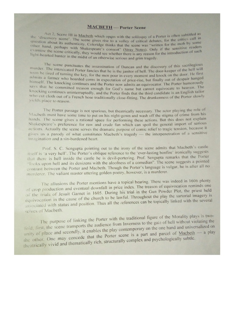 What does the knocking symbolize in macbeth picture