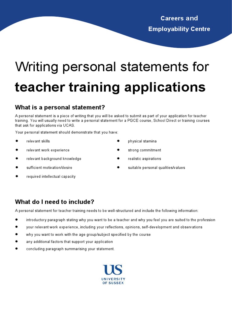 how to write a good personal statement for teacher training