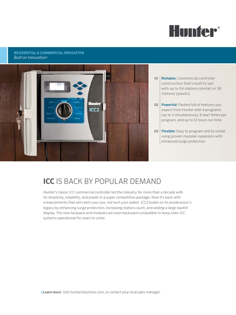 Hunter ICC2 Irrigation Controller Manufactured Goods Electrical