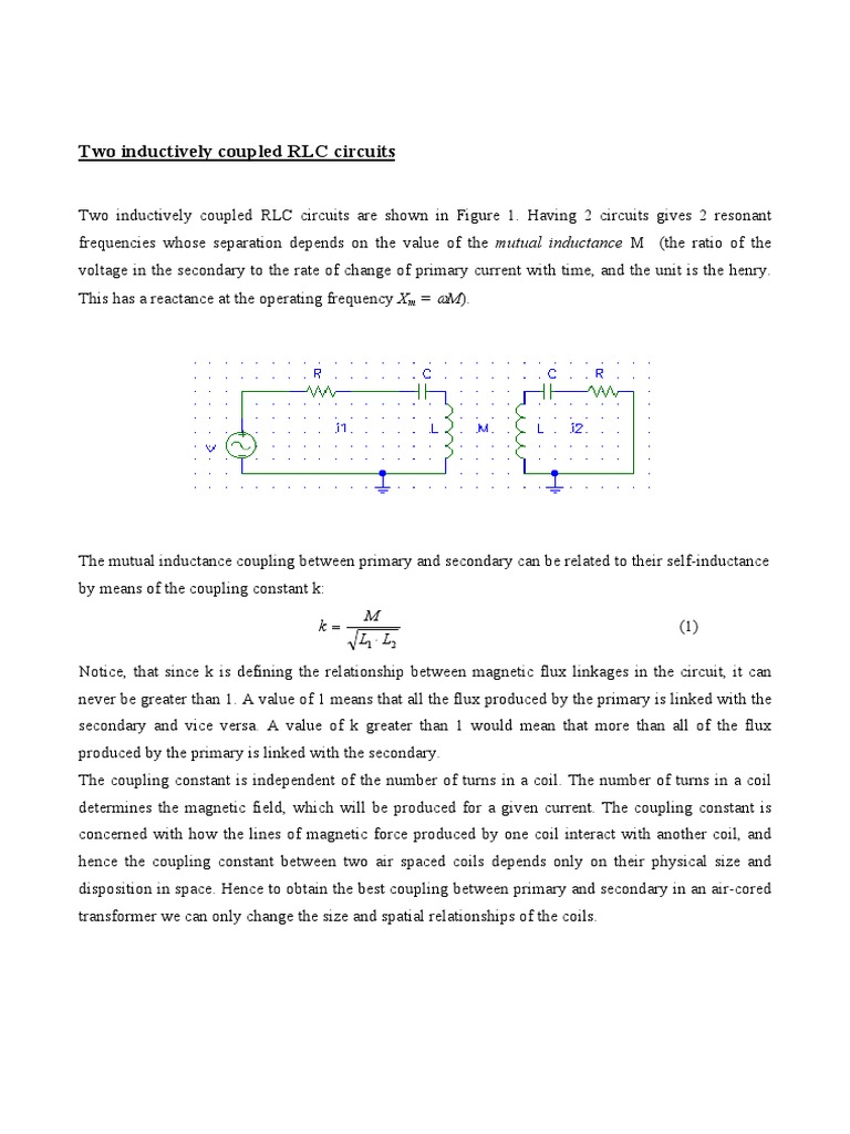 Two Inductively Coupled RLC Circuits PDF | PDF