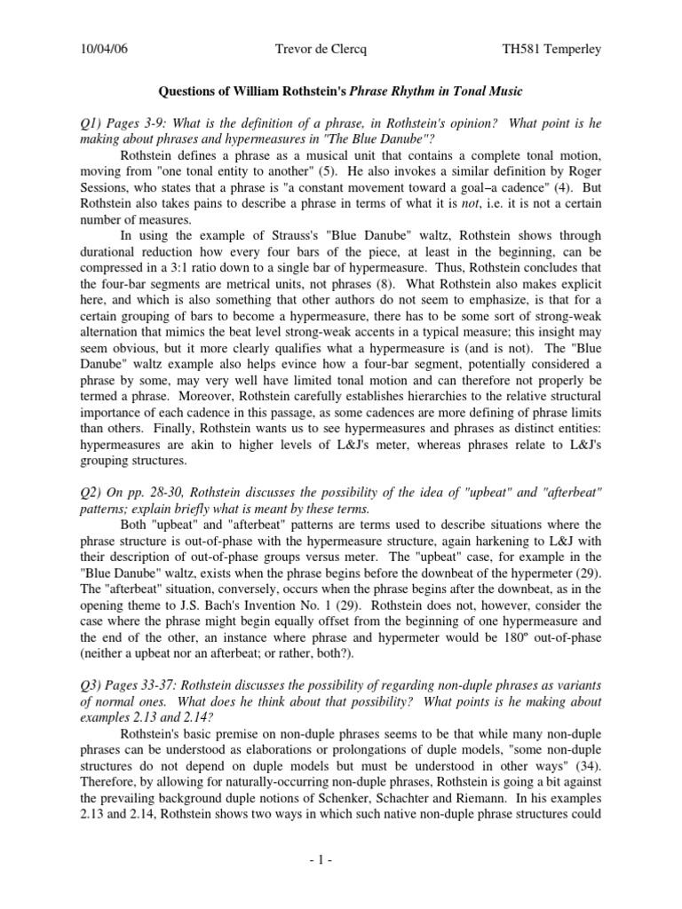 Rothstein Phrase Rhythm | PDF