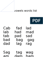 Short Vovels Words List