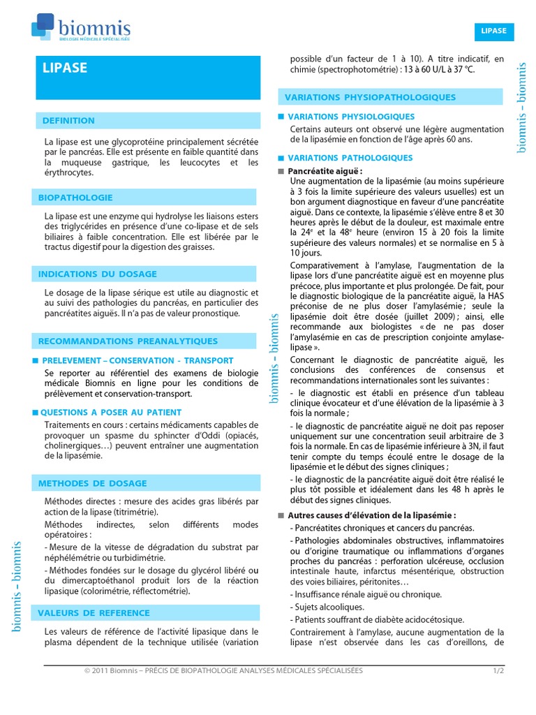 Lipase PDF | PDF | Spécialités médicales | Médecine clinique